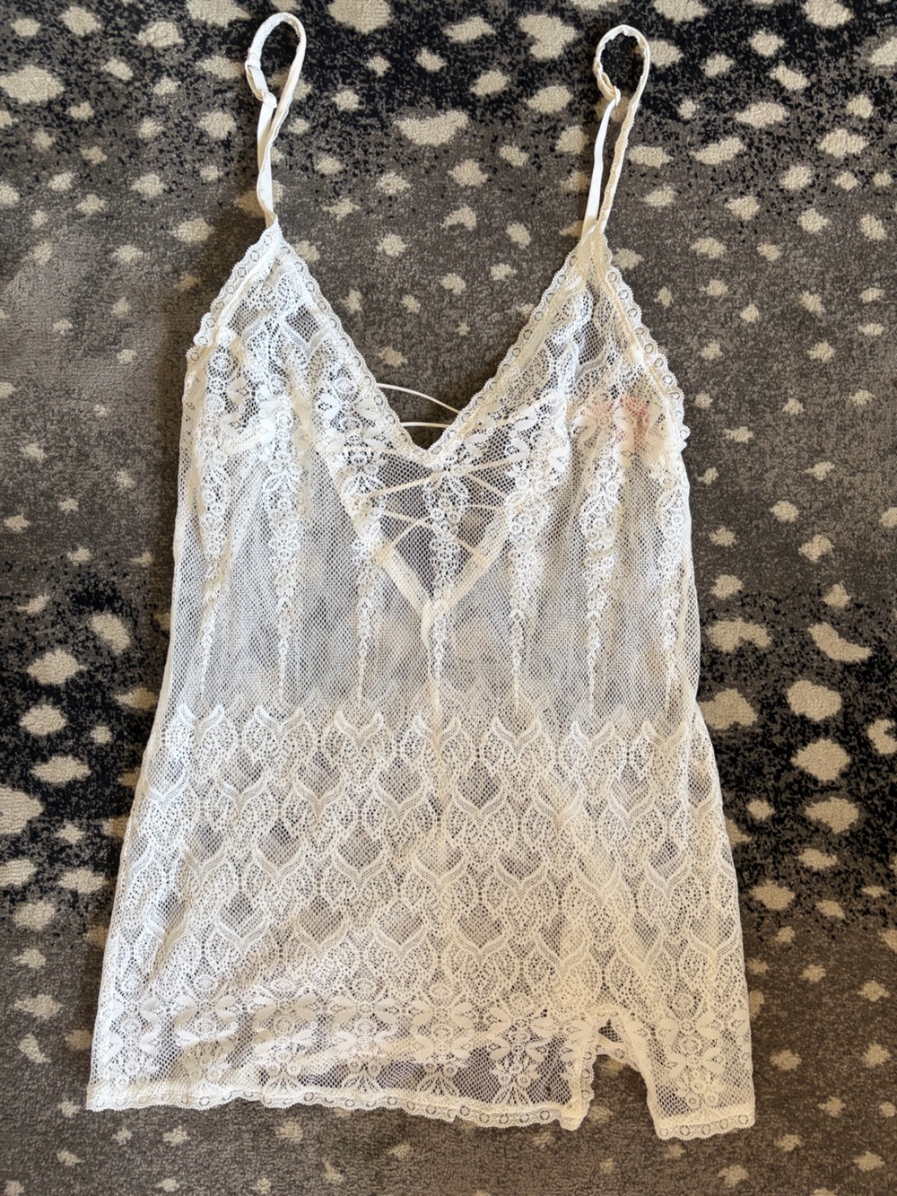 Vintage 90s Y2K Victoria’s Secret Lace Cami Lace Up Cream Small